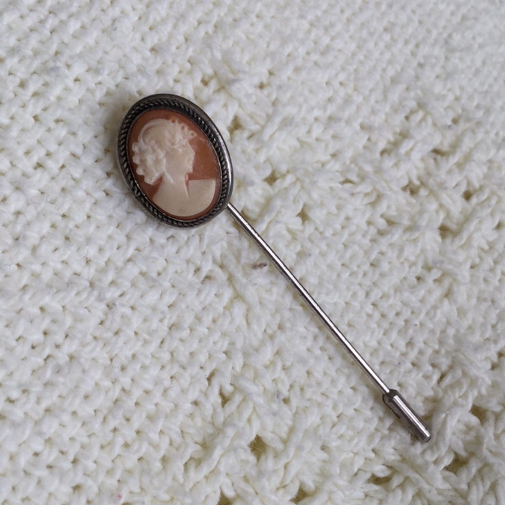 Cameo Sterling Vintage Stickpin